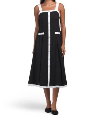 Nicole Miller Sleeveless Midi Dress with Contrast Trim